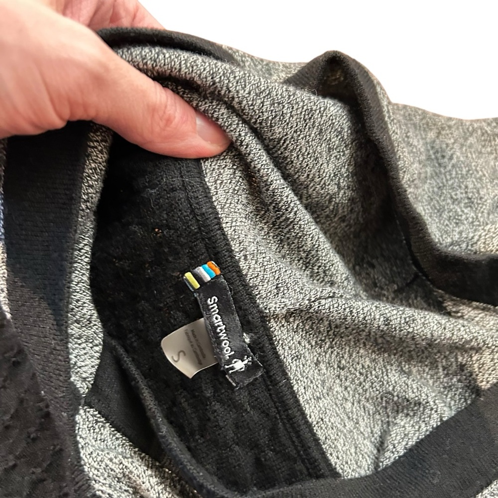 Smartwool Shadow Pine Hoodie‎ Sweater Merino Blend Black Gray Small - Picture 7 of 11